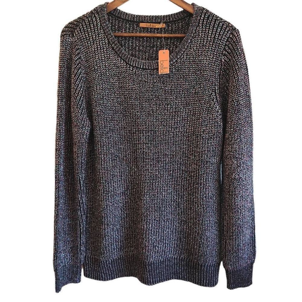 Belldini Black Multicolor Metallic Knit Sweater Size Large